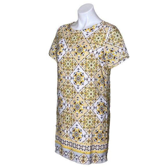 Lulus Yellow Dandy Lion Yellow Print Shift Dress, Short Sleeve Women's Size S - Picture 9 of 14